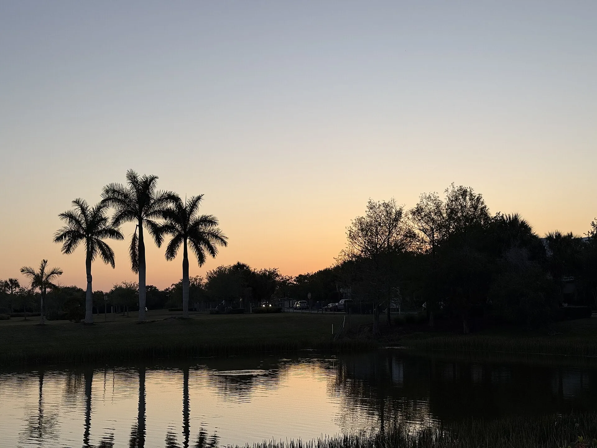 Warm sunset light on Lake Tradition in Port St. Lucie, Florida