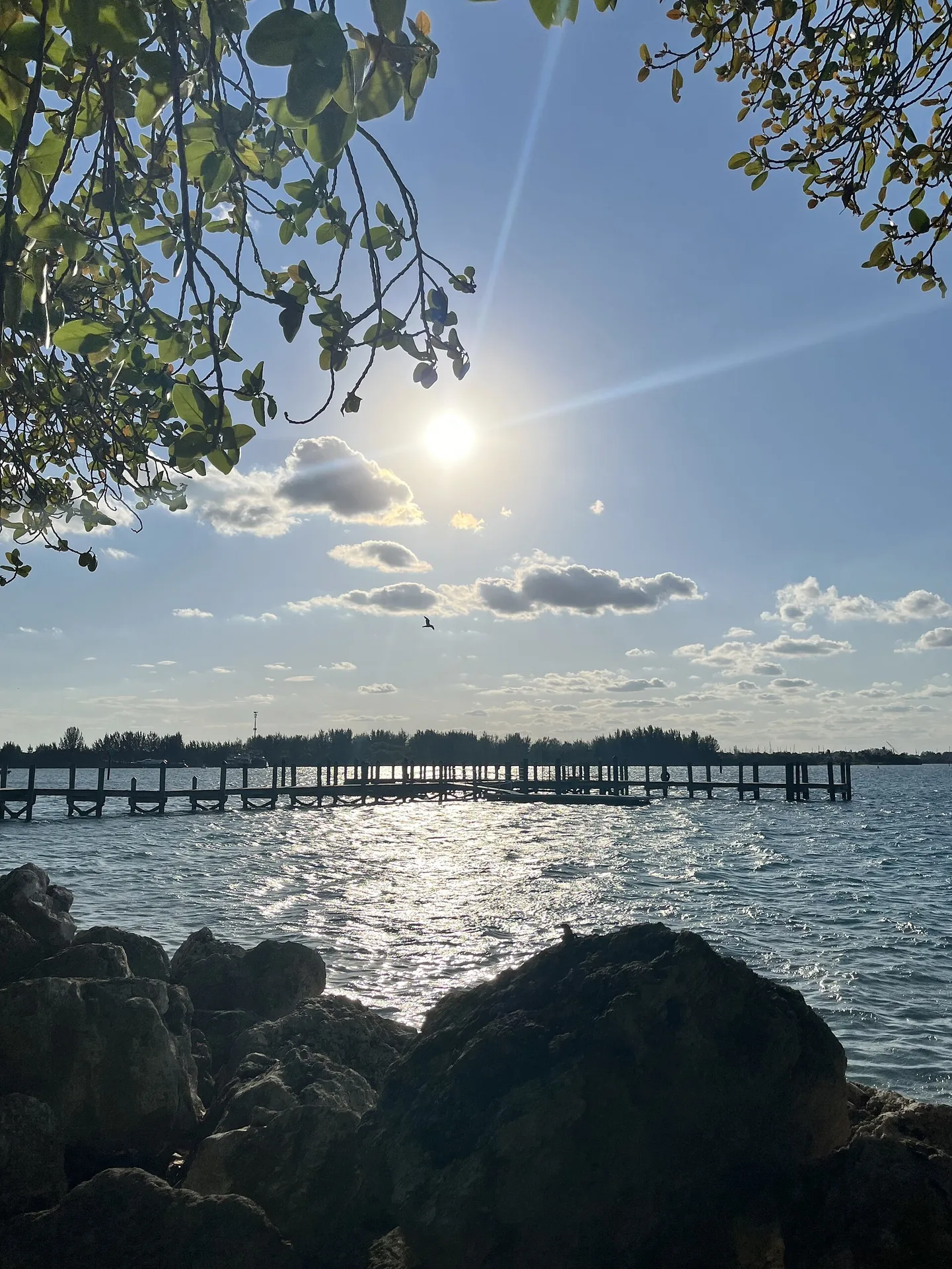 Shoreline and pier at Museum Pointe Park on Hutchinson Island in Fort Pierce, Florida
